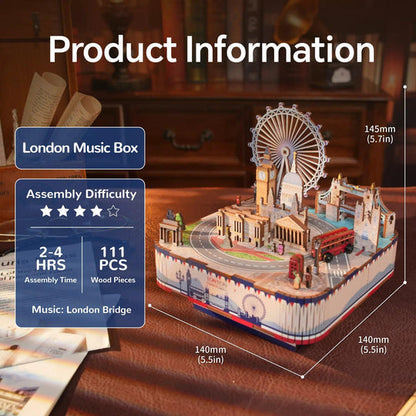 DIY Muziekdoosje - 3D Houten Puzzel, London