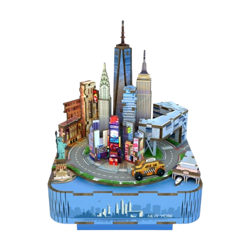 DIY Muziekdoosje - 3D Houten Puzzel, New York