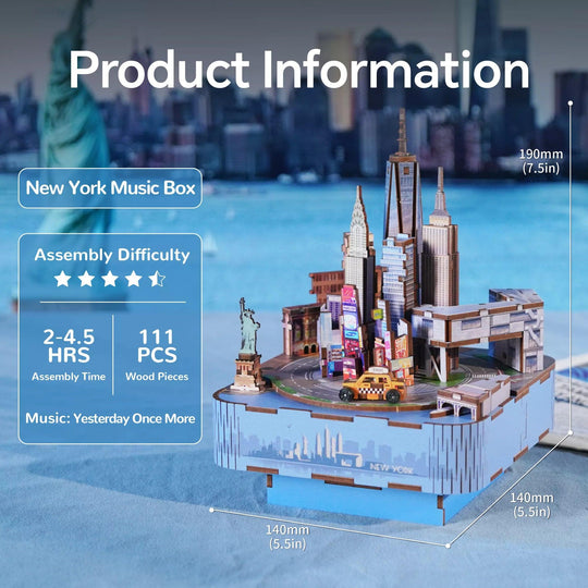 DIY Muziekdoosje - 3D Houten Puzzel, New York