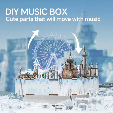 DIY Muziekdoosje - 3D Houten Puzzel, Snow World