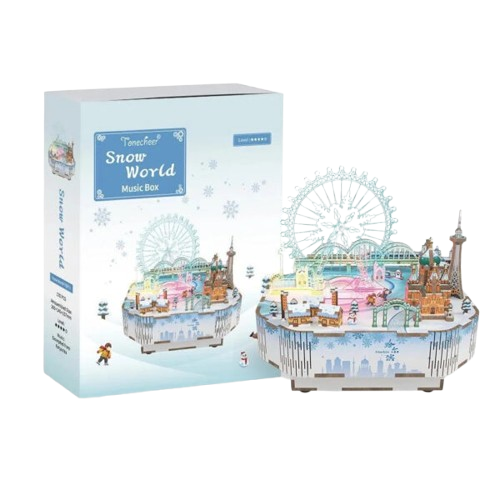 DIY Muziekdoosje - 3D Houten Puzzel, Snow World