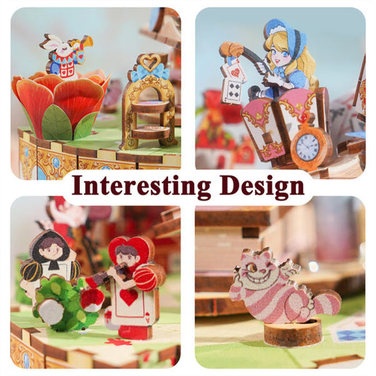 DIY Muziekdoosje - 3D Houten Puzzel, Alice’s Tea Party