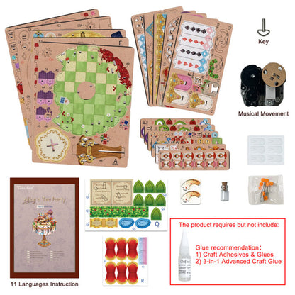 DIY Muziekdoosje - 3D Houten Puzzel, Alice’s Tea Party