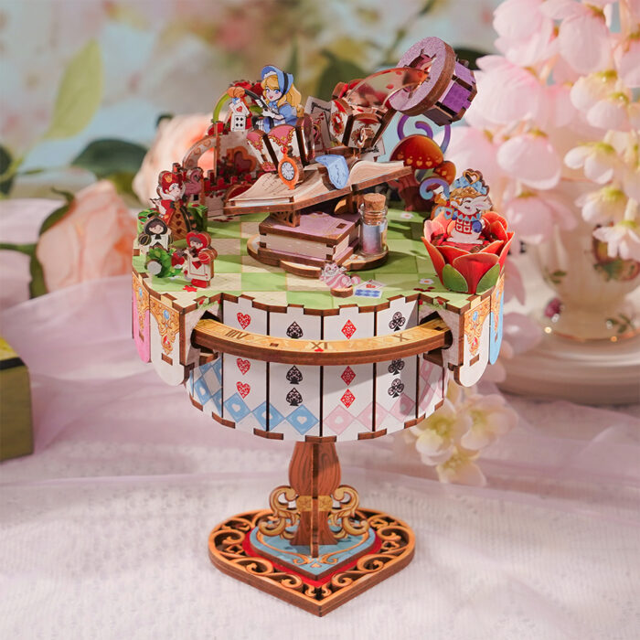 DIY Muziekdoosje - 3D Houten Puzzel, Alice’s Tea Party