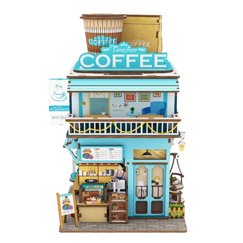 DIY bureau pennenbak - 3D Houten Puzzel, Cape Coffee Shop