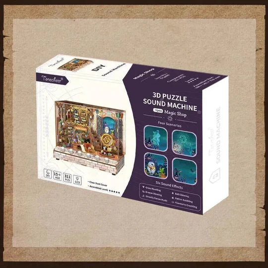 DIY 3D Houten Puzzel met 6x geluideffecten - Miniture House Magic Shop