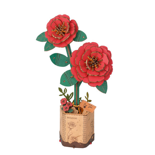 DIY Houten Bloem, Rode Camelia