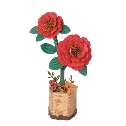 DIY Houten Bloem, Rode Camelia