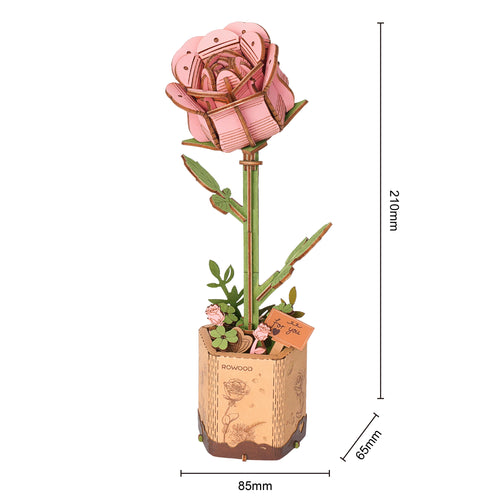 DIY Houten Bloem, Roze Roos