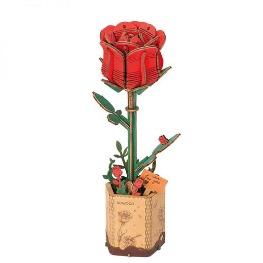 DIY Houten Bloem, Rode Roos