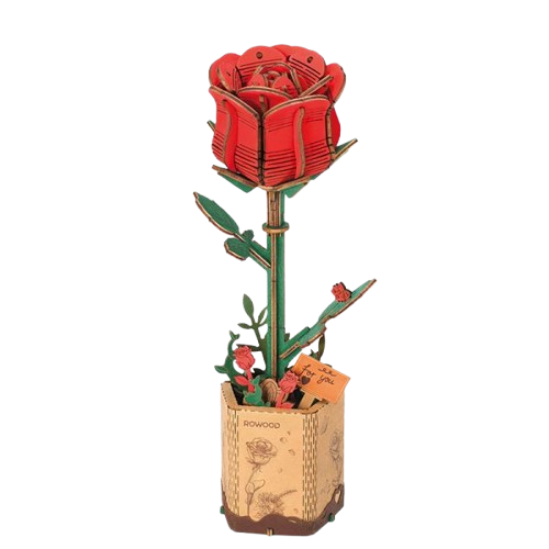 DIY Houten Bloem, Rode Roos