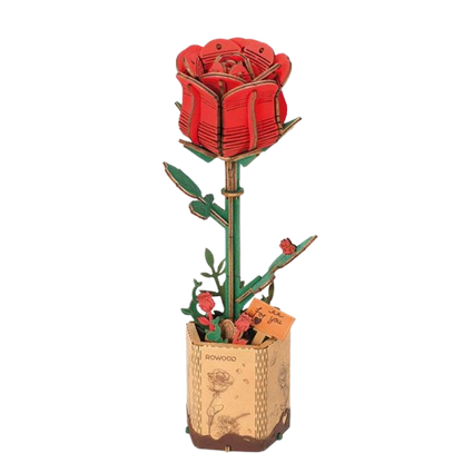 DIY Houten Bloem, Rode Roos