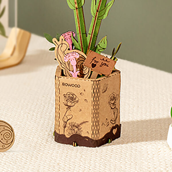 DIY Houten Bloem, Roze Anjer