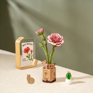 DIY Houten Bloem, Roze Anjer