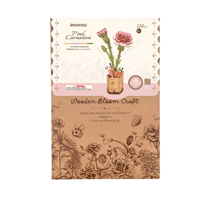 DIY Houten Bloem, Roze Anjer