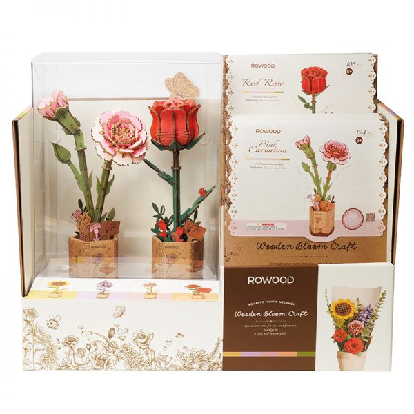 DIY Houten Bloem, Roze Anjer