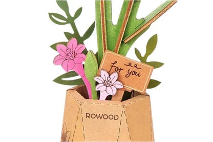 DIY Houten Bloem, Roze Lelie