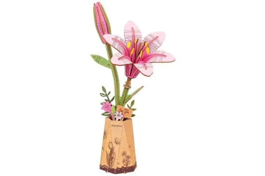 DIY Houten Bloem, Roze Lelie