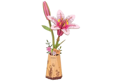 DIY Houten Bloem, Roze Lelie