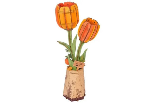 DIY Houten Bloem, Oranje Tulp