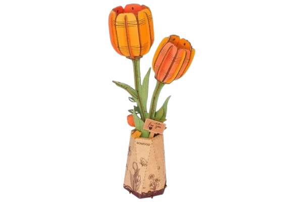 DIY Houten Bloem, Oranje Tulp
