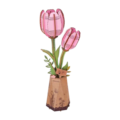 DIY Houten Bloem, Roze Tulp