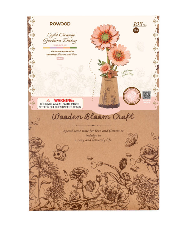 DIY Houten Bloem, Ligt Oranje Gerbera
