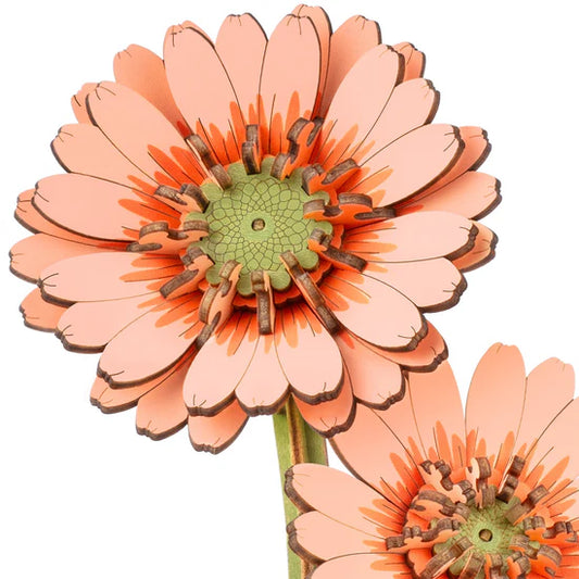 DIY Houten Bloem, Ligt Oranje Gerbera