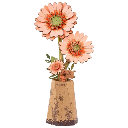 DIY Houten Bloem, Zalmroze Gerbera